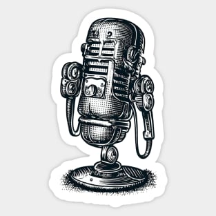 Vintage microphone robot Sticker